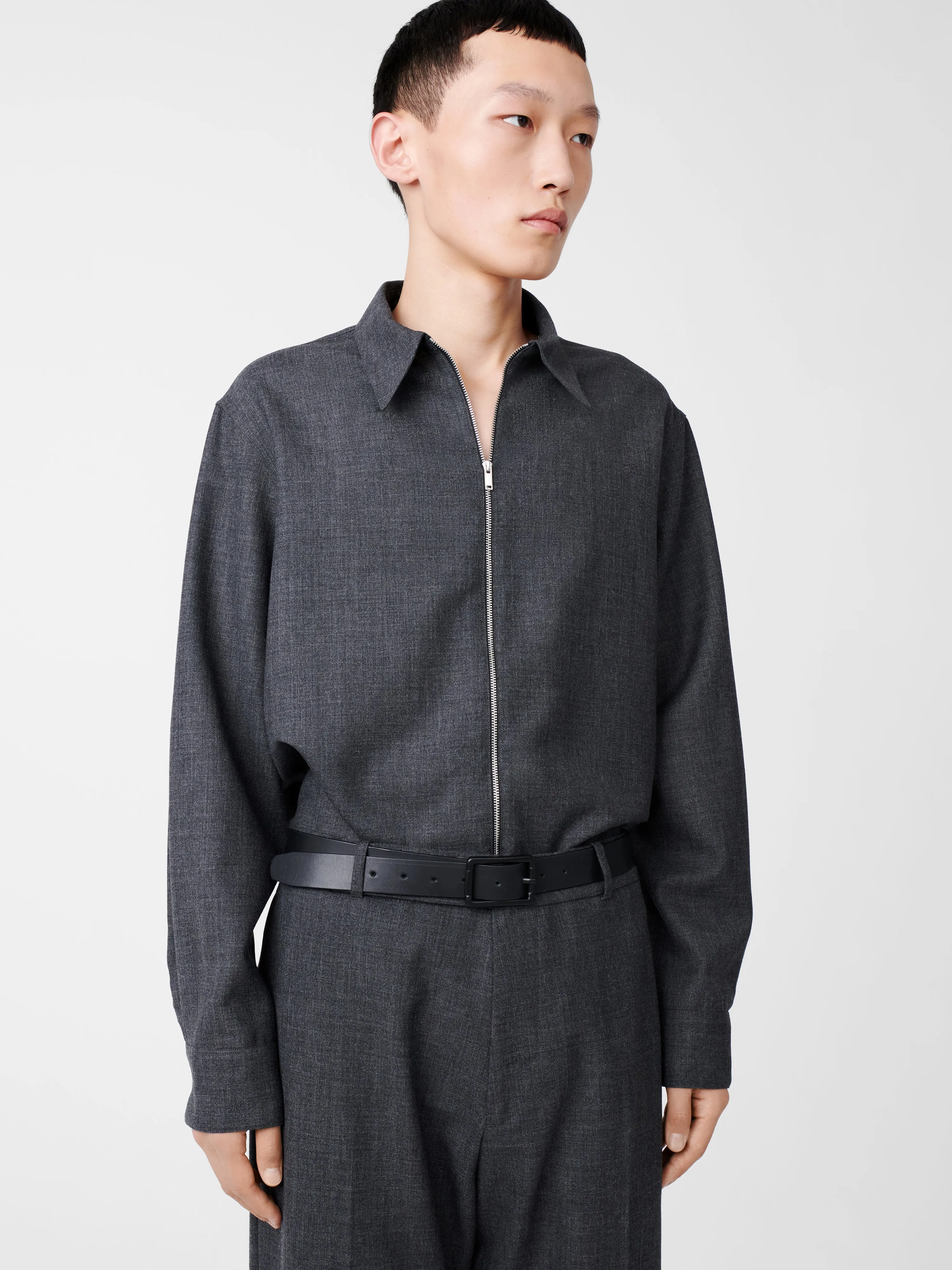 Axia Tropical Wool Shirt in Tarmac Grey