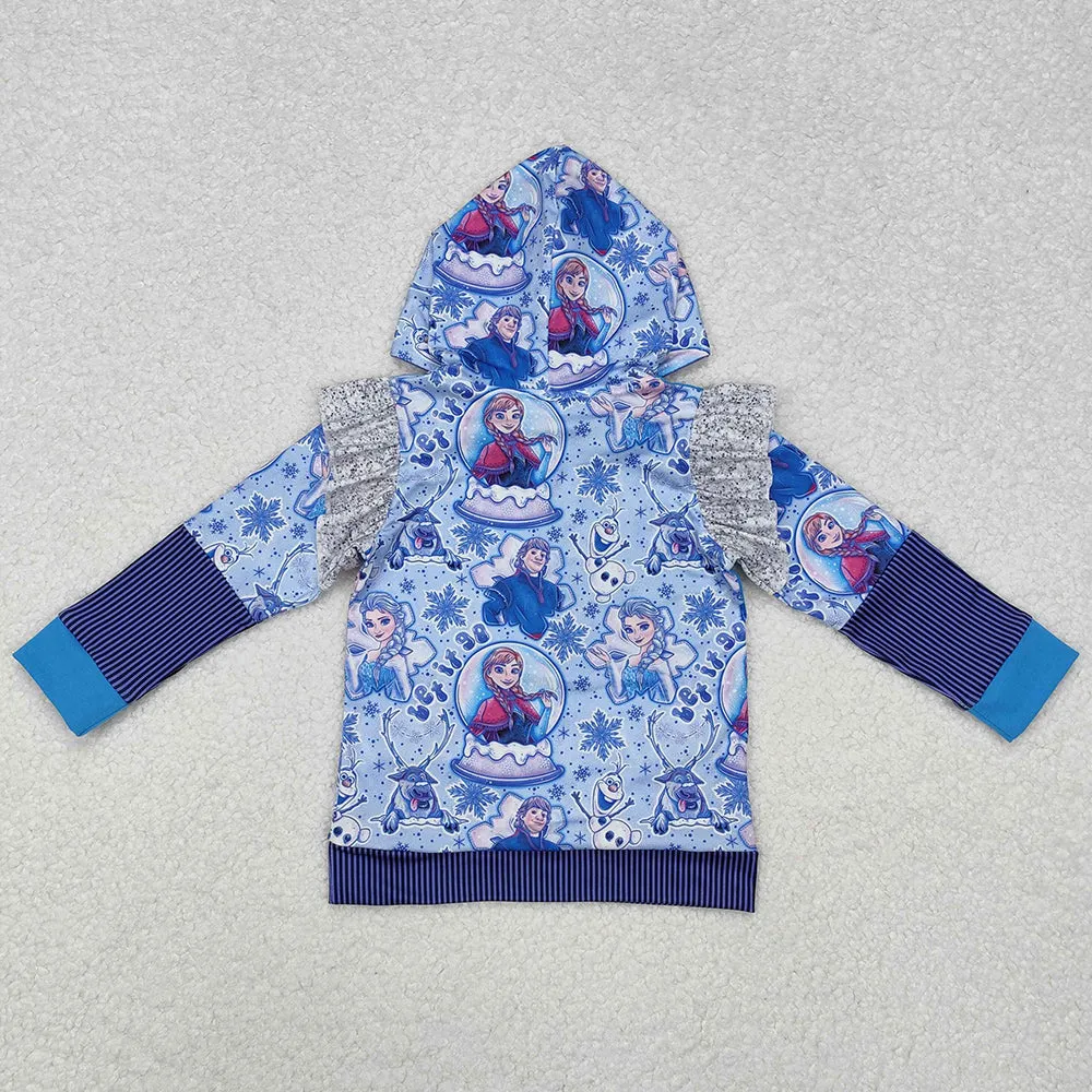 Baby Girls Clothes Tops Princess Blue Hooded Tee Shirts Tops GT0890