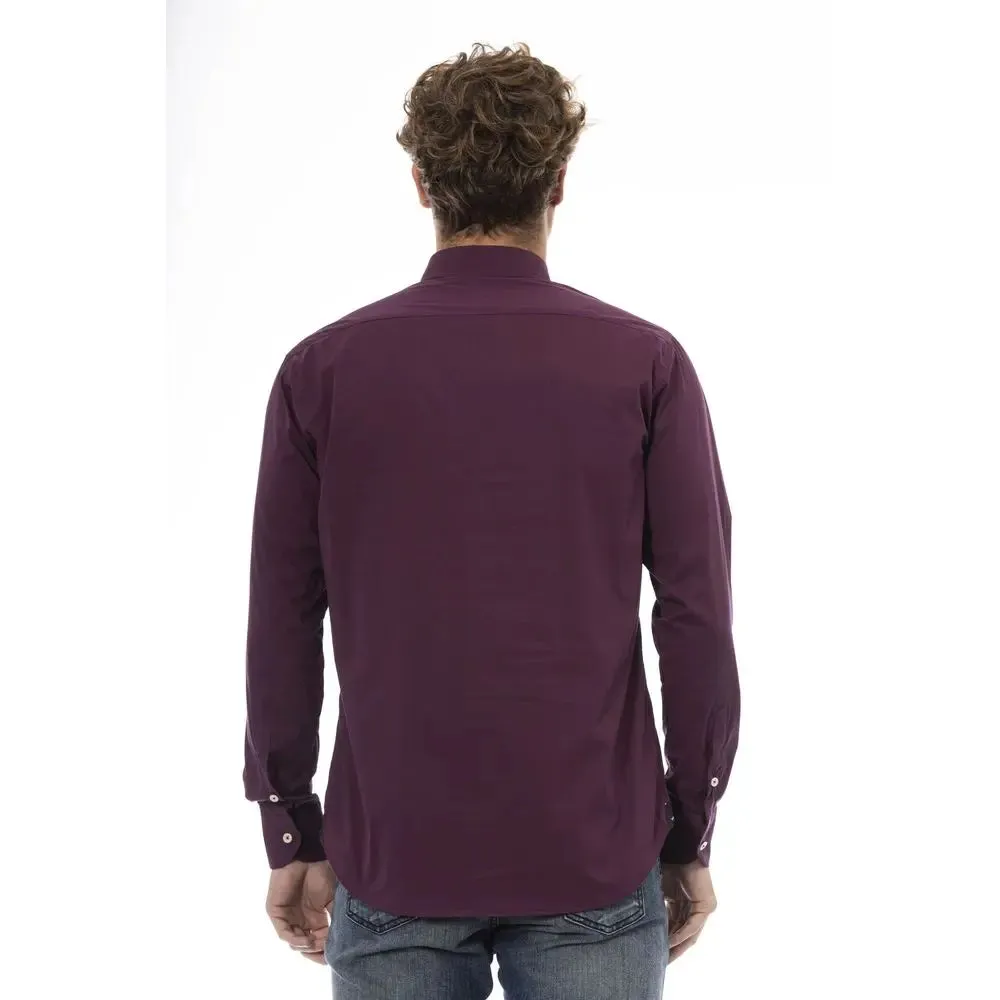 Baldinini Trend Burgundy Cotton Men Shirt