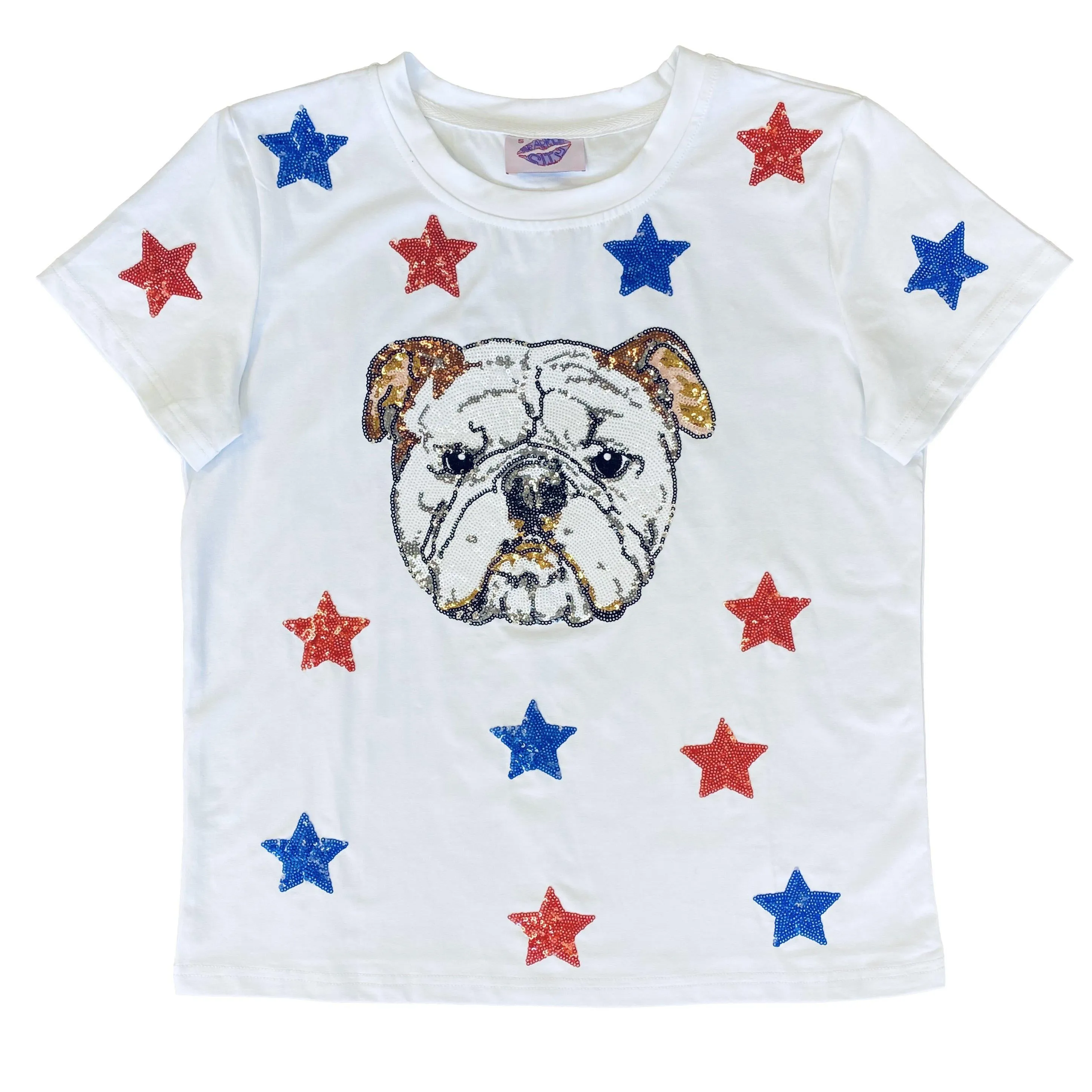 Blue and Red Star Struck Bulldog Tee