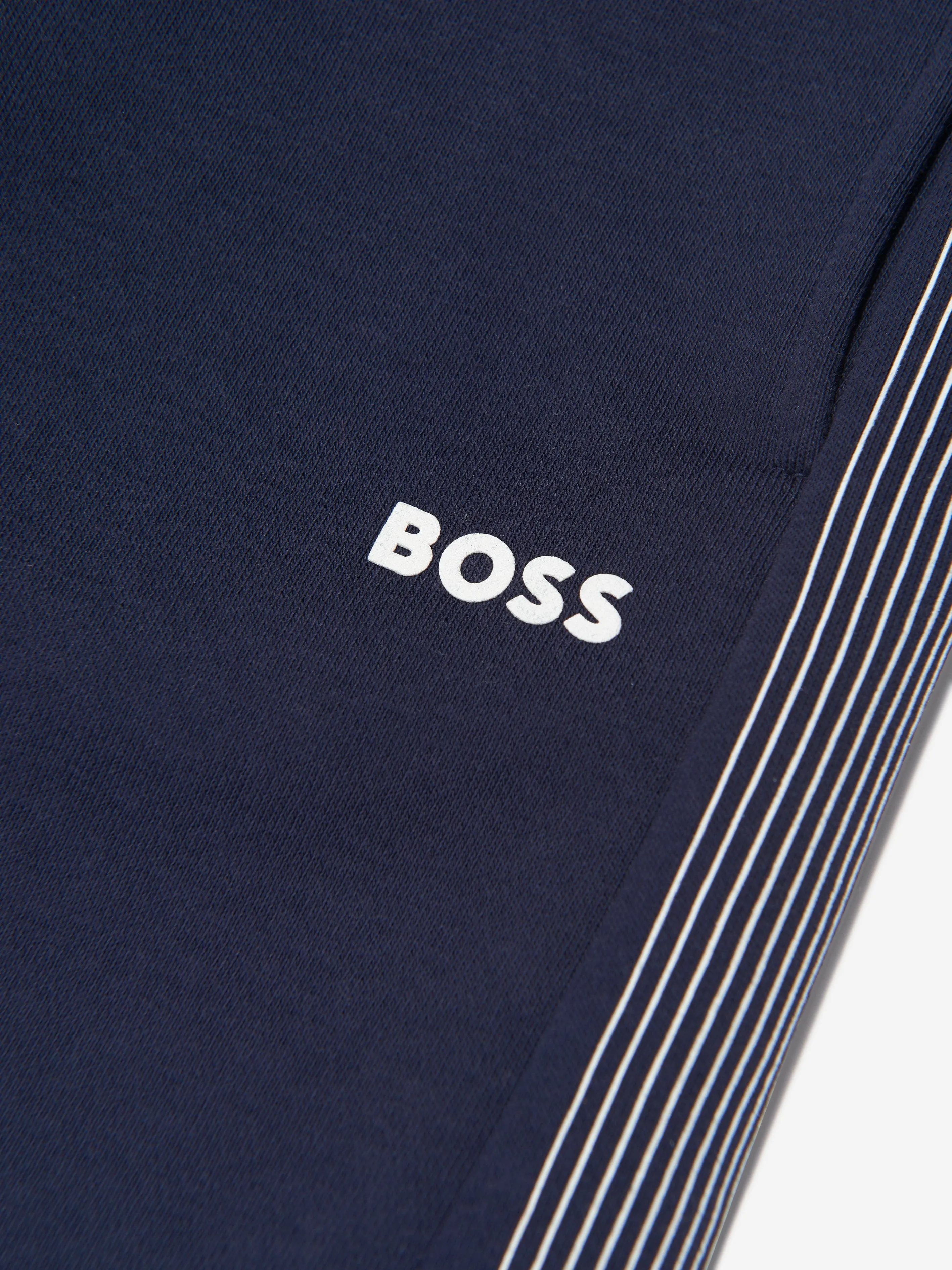 BOSS Boys Logo Print Shorts in Navy