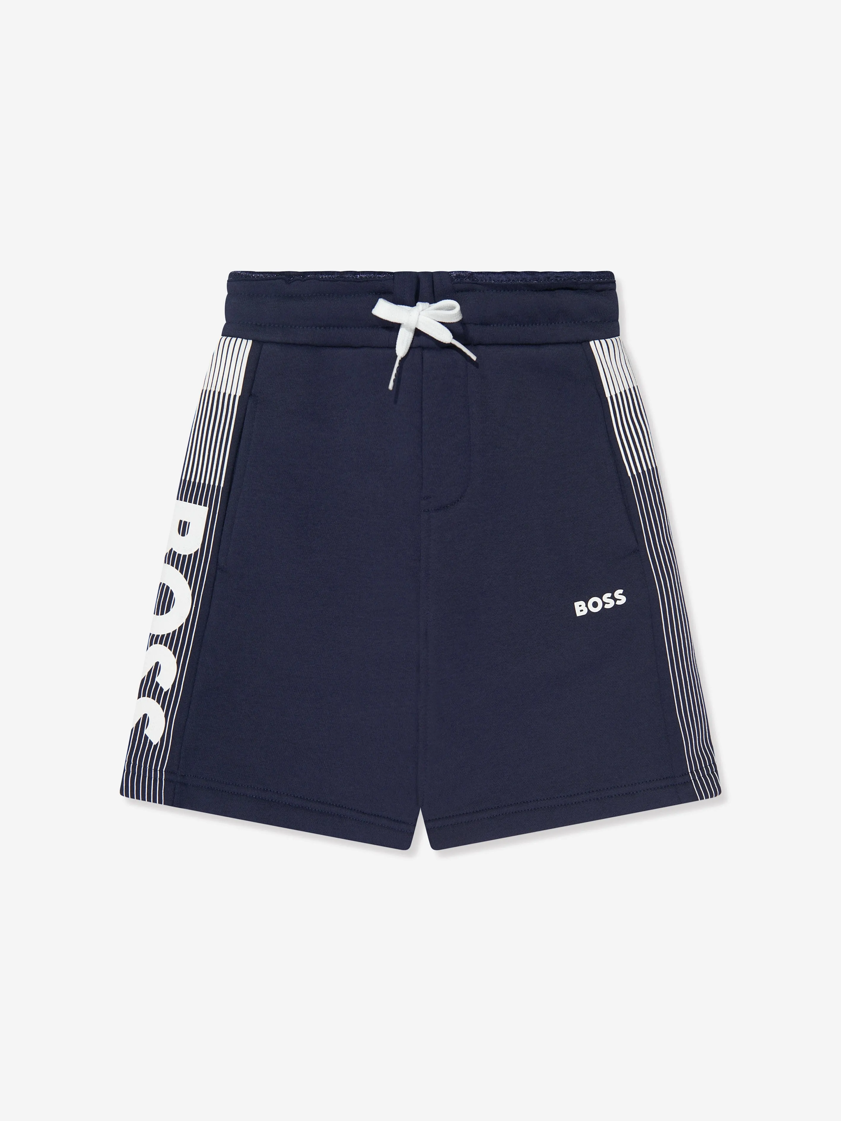 BOSS Boys Logo Print Shorts in Navy