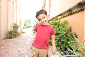 Boys’ Short-Sleeved Casual Tee in Vintage Red