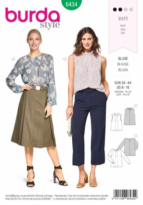 Burda Pattern 6434 Misses' Feminine Blouses (8-18)