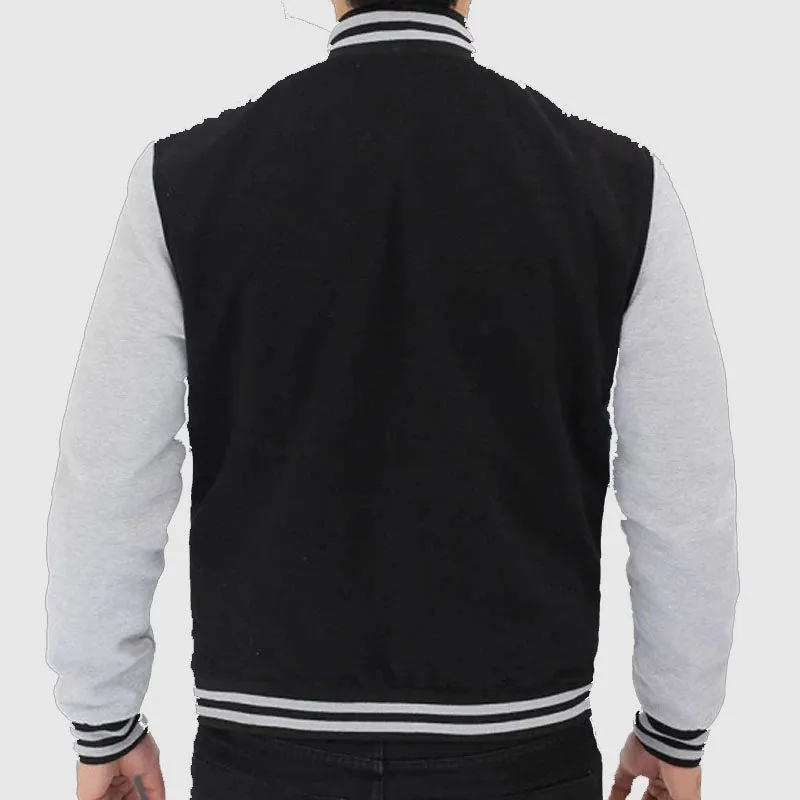 Buy Unique Style Varsity Baseball Black and Grey Letterman Jacket