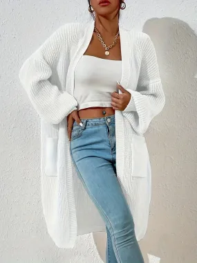 Casual Drop Shoulder Knitwear Cardigan with Pockets for Women | Perfect for Casual Days