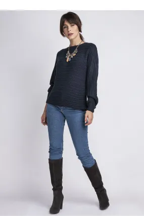 Chic Horizontal Striped Boat Neck Sweater - Cozy Elegance