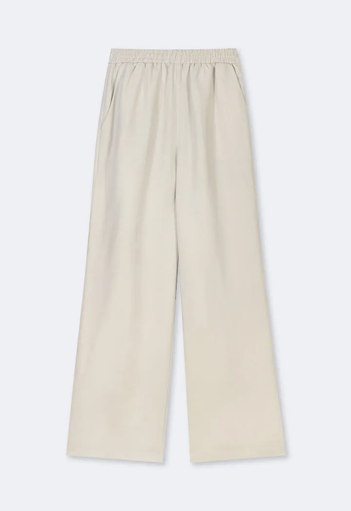 Choice Wide Leg Elasticated Waist Trousers Cream