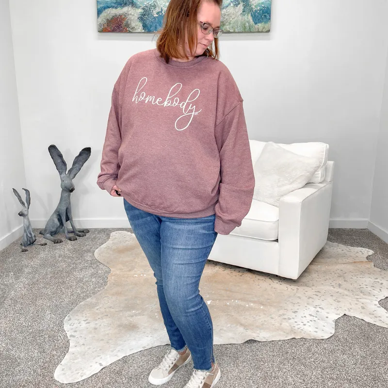 Comfortable Heathered Maroon Homebody Sweatshirt