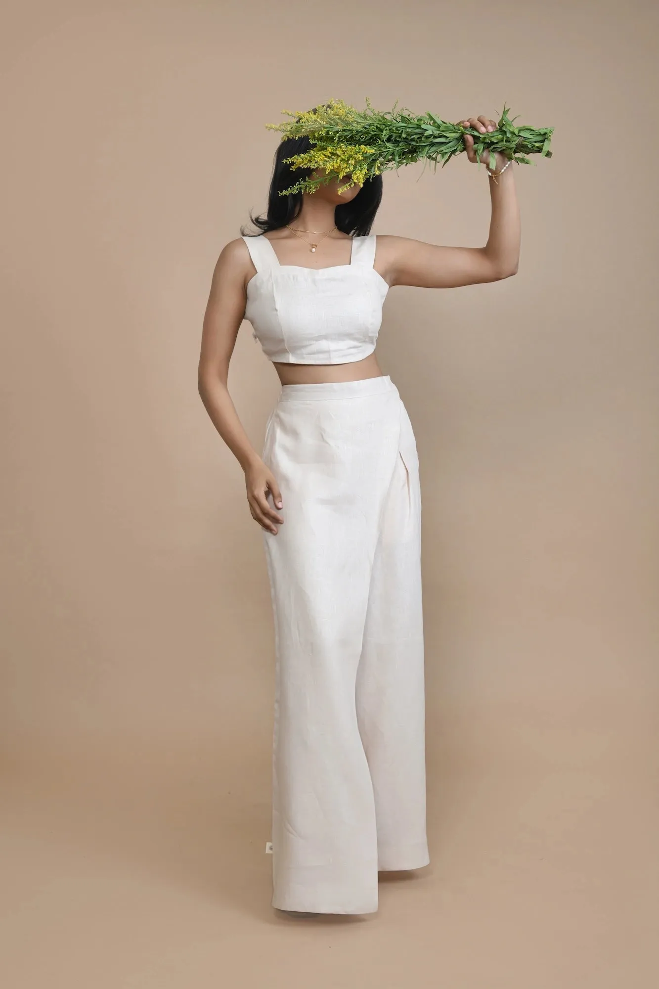 Comfortable Hemp Crop Top with Elastic Band | Peach