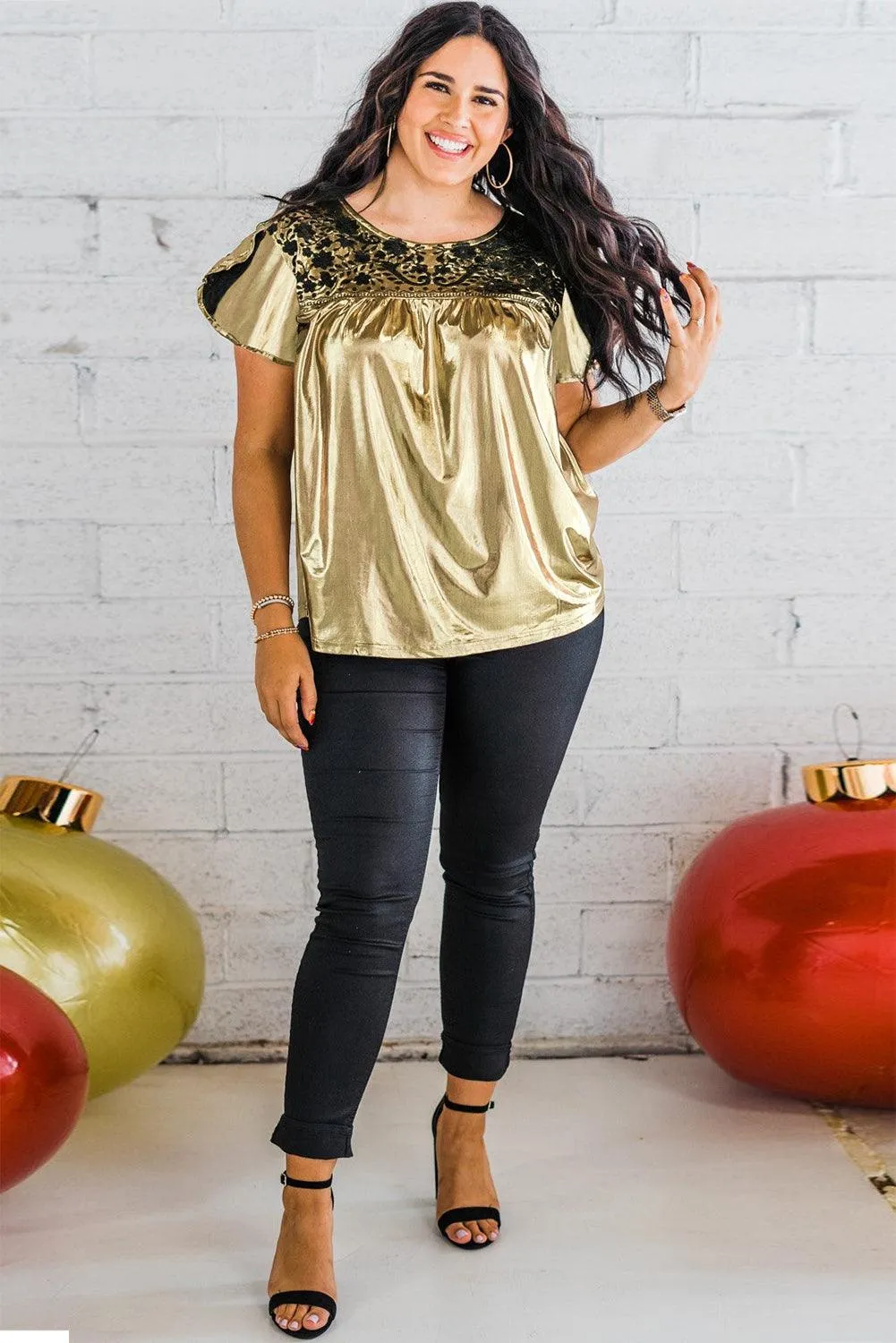 Copper Textured Oversize Foil T-Shirt