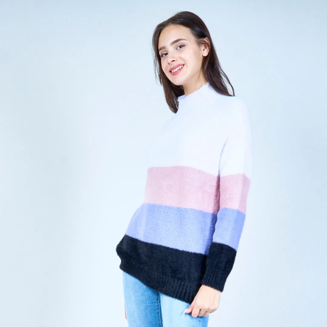 Cozy striped fuzzy sweater wholesale