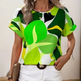 Elegant Contrast Color Short-Sleeve Top for Women