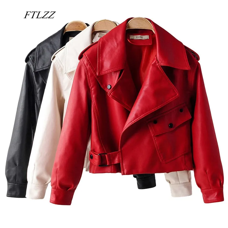 Elegant Flared-Sleeve Leather Jacket for Stylish Women