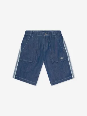 Emporio Armani Boys Denim Logo Shorts in Blue