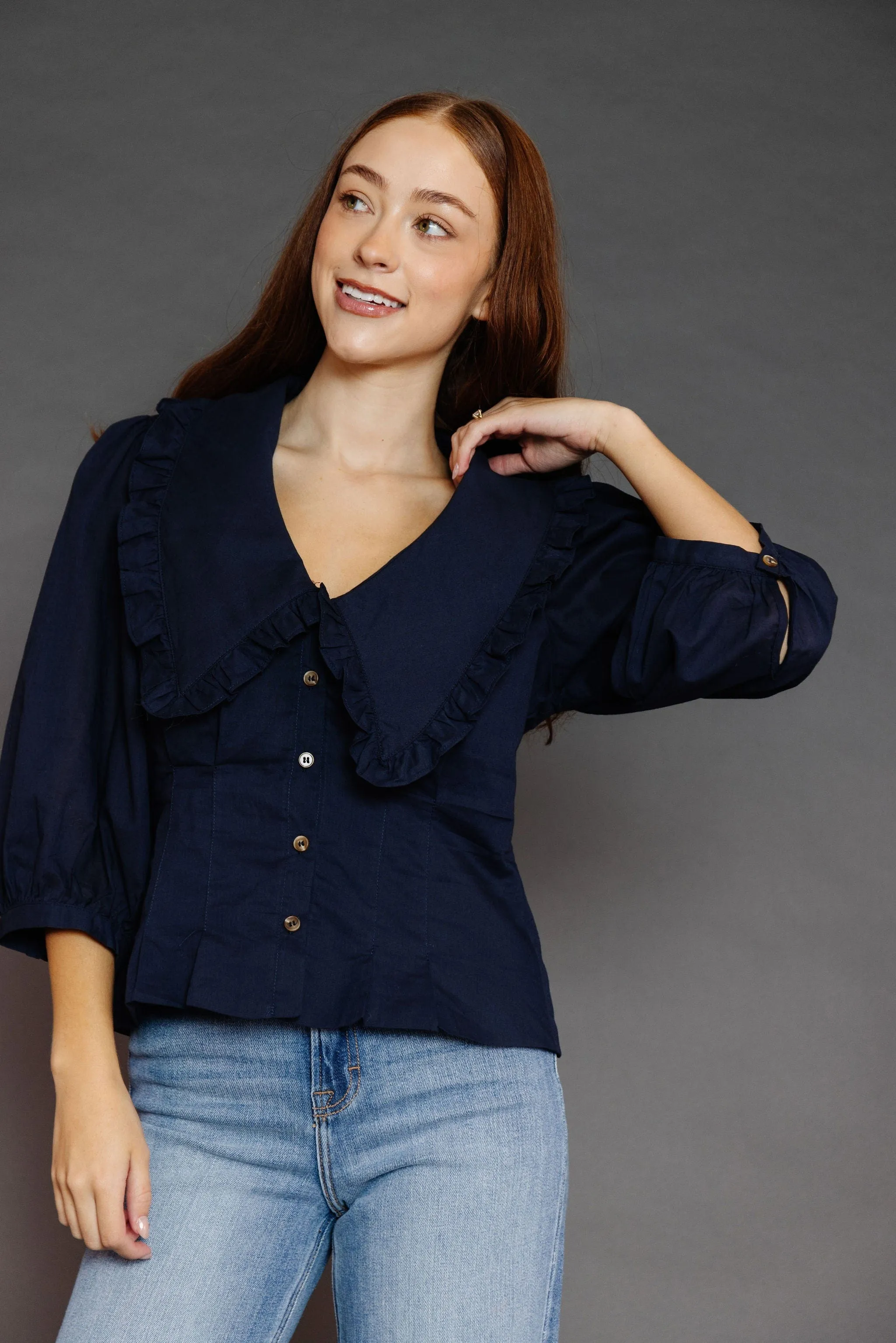 Endowlyn Blouse in Navy