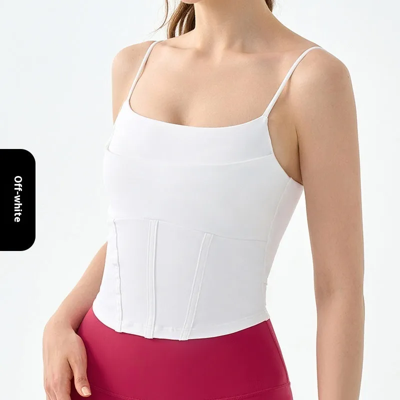 Fake Two-piece Yoga Vest Female Semi-fixed Fishbone Tangent Vest Tops Outerwear