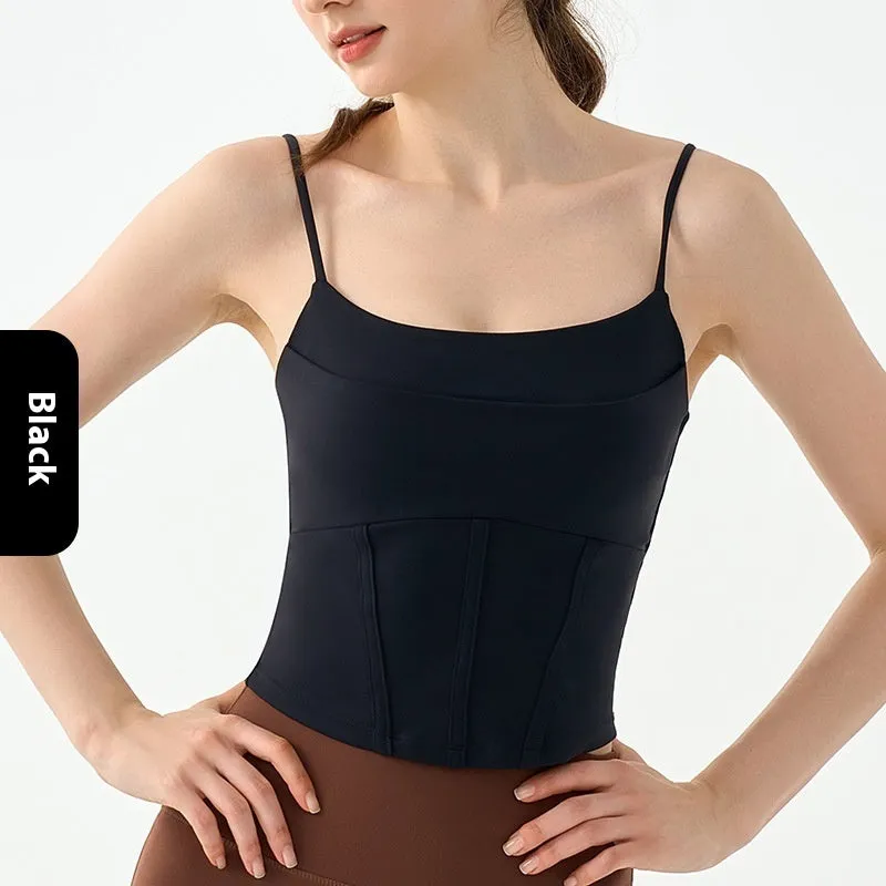 Fake Two-piece Yoga Vest Female Semi-fixed Fishbone Tangent Vest Tops Outerwear