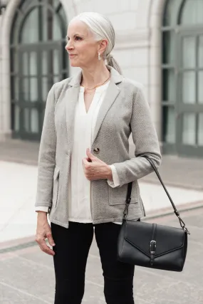 Feminine Boyfriend Blazer in Herringbone