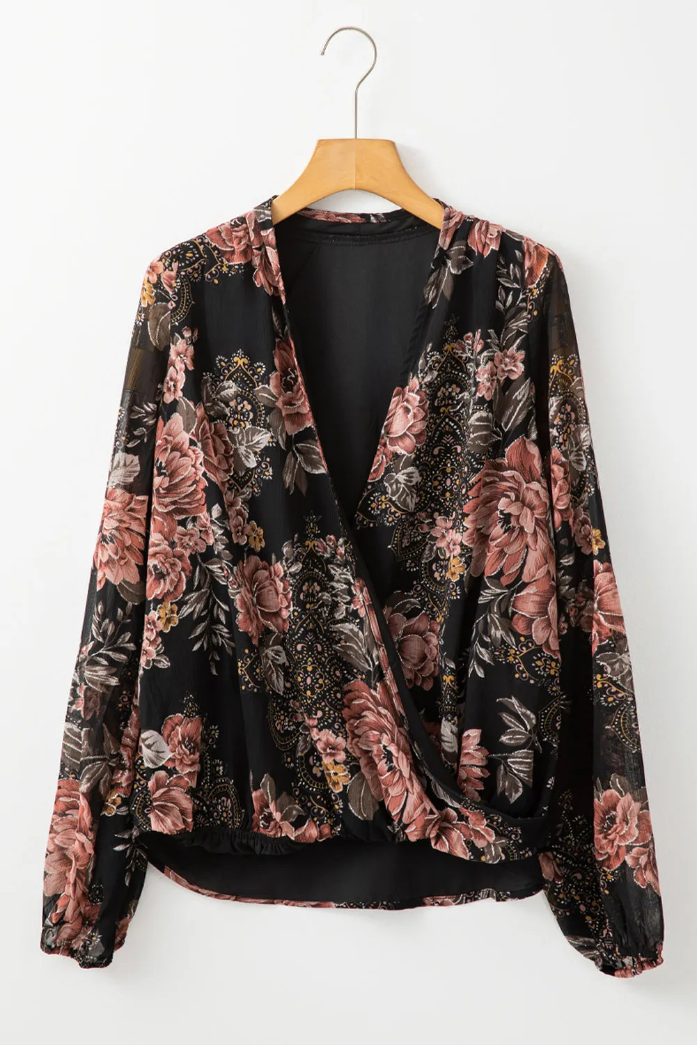 Floral Print Balloon Sleeve Blouse