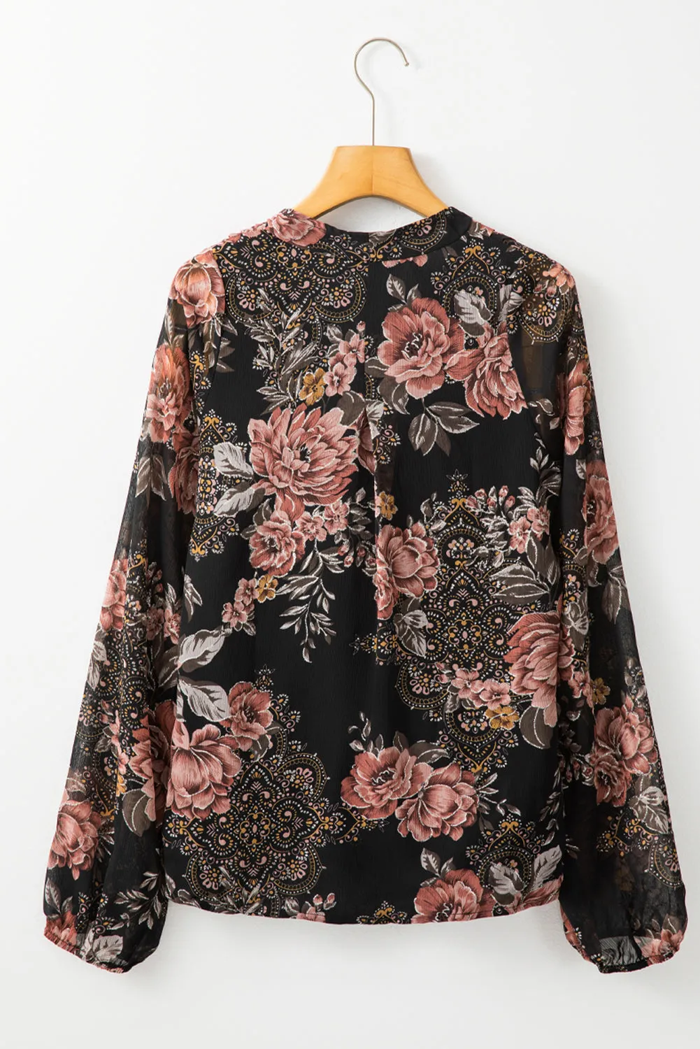 Floral Print Balloon Sleeve Blouse