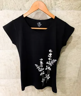 Flower - Black Printed Tees