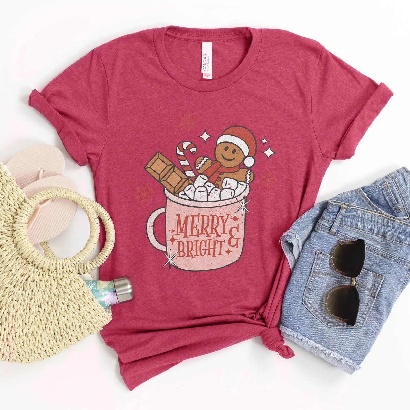 Free - Gift Gingerbread Merry and Bright Tee