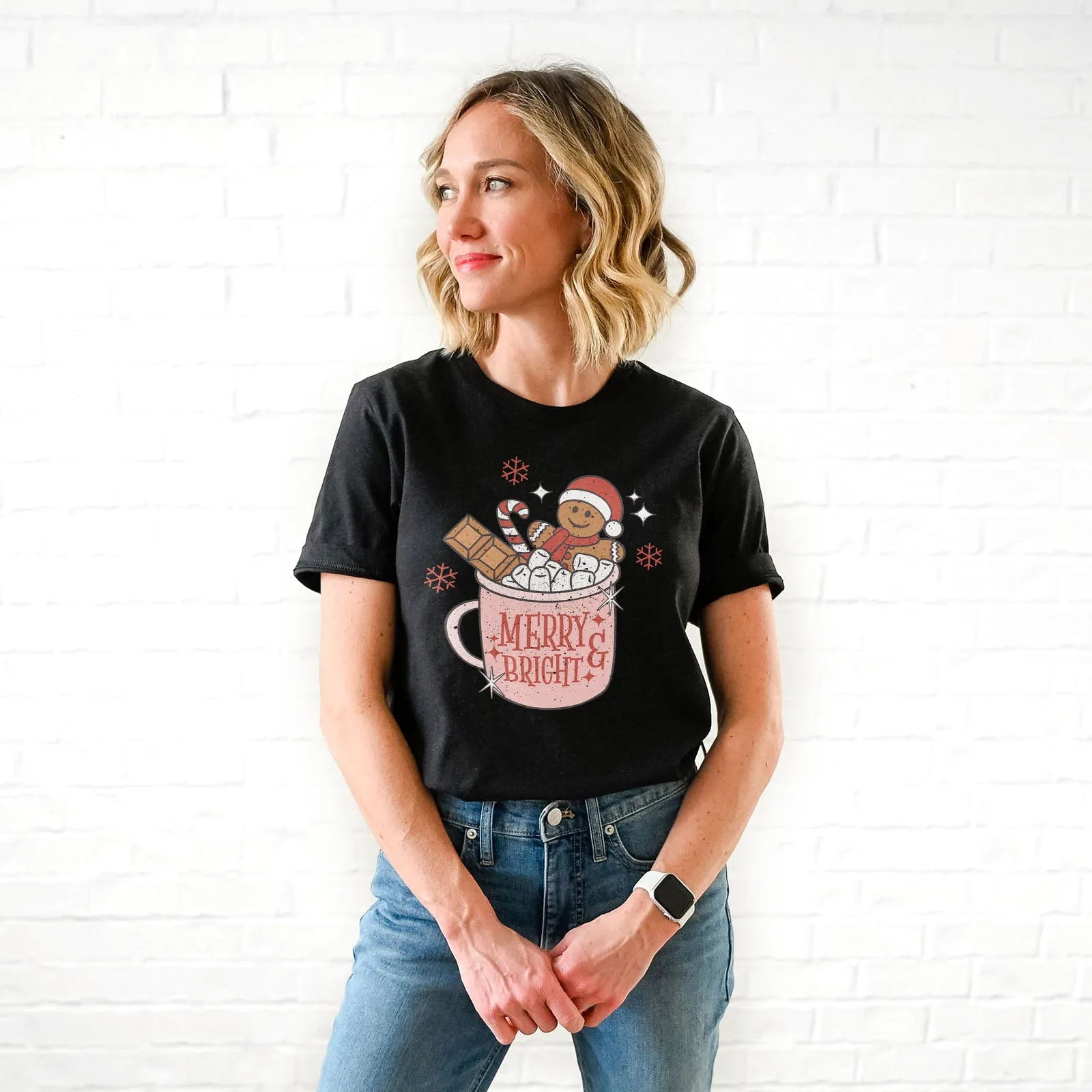 Free - Gift Gingerbread Merry and Bright Tee