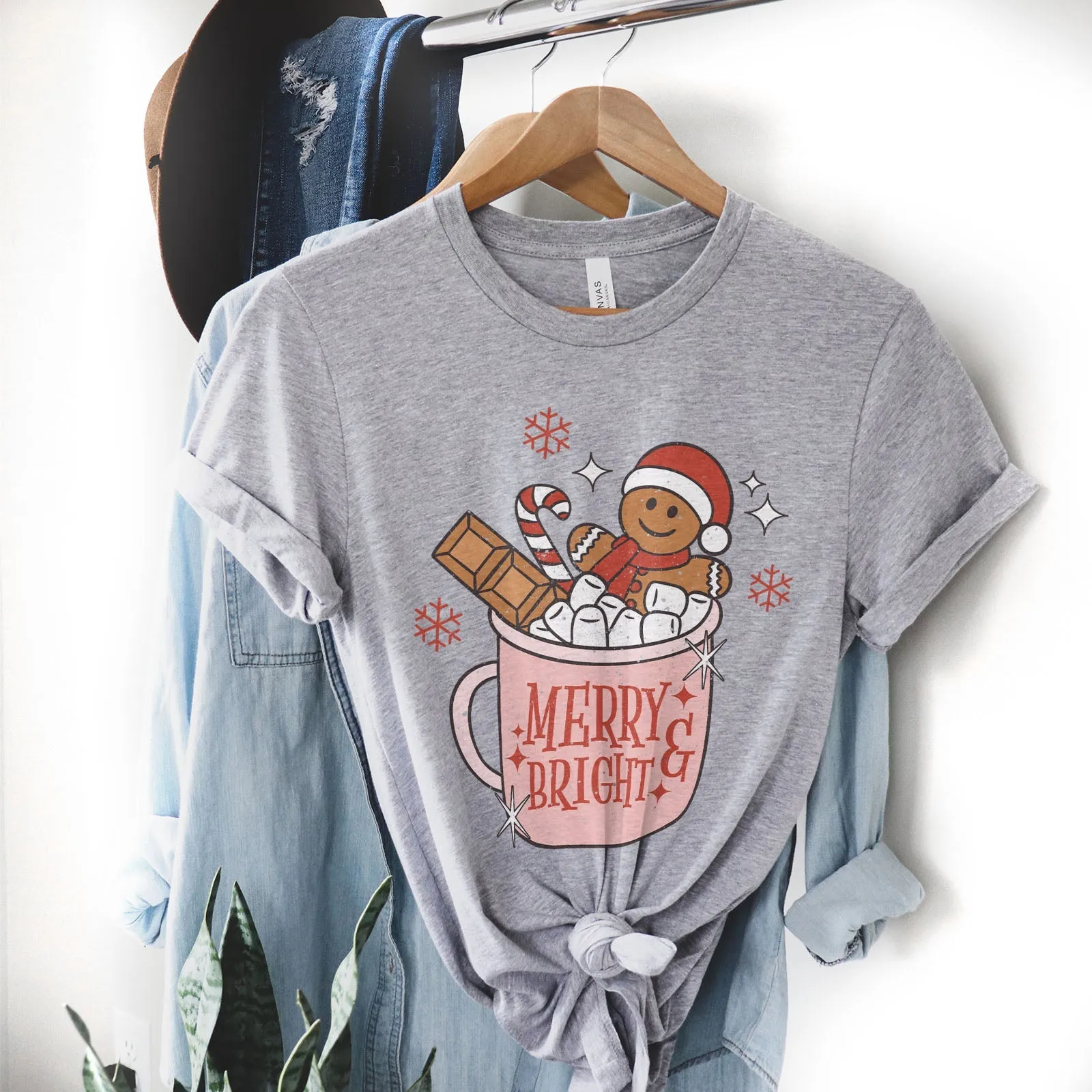 Free - Gift Gingerbread Merry and Bright Tee