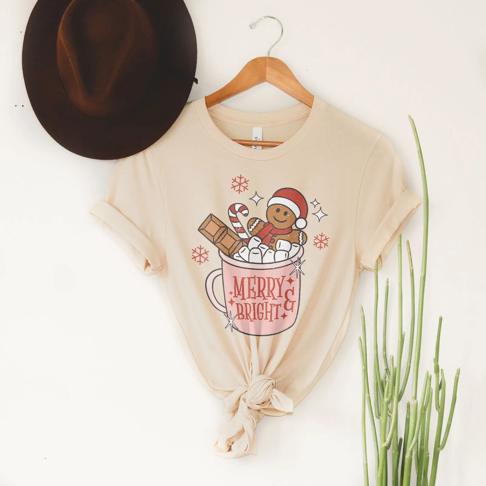 Free - Gift Gingerbread Merry and Bright Tee