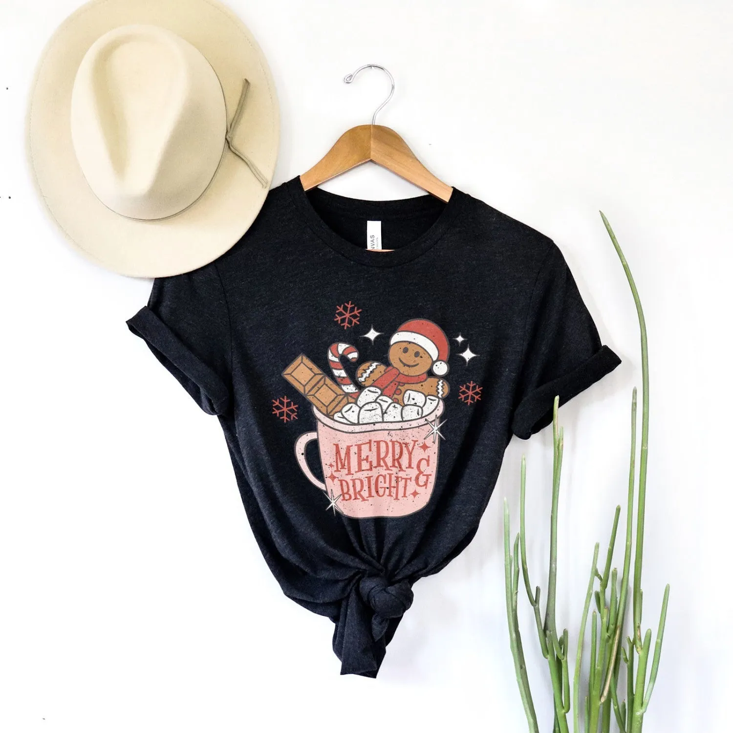 Free - Gift Gingerbread Merry and Bright Tee