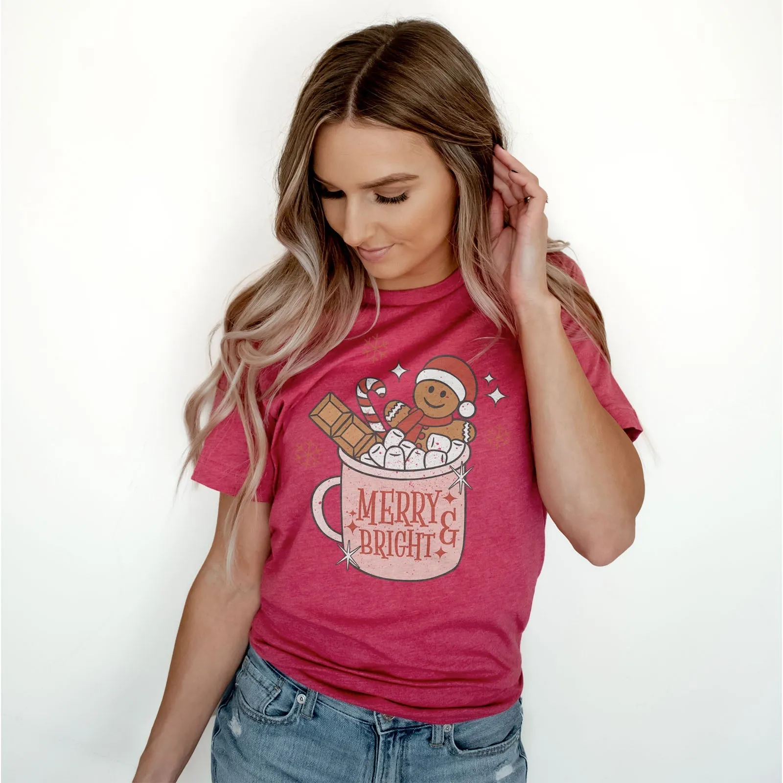 Free - Gift Gingerbread Merry and Bright Tee