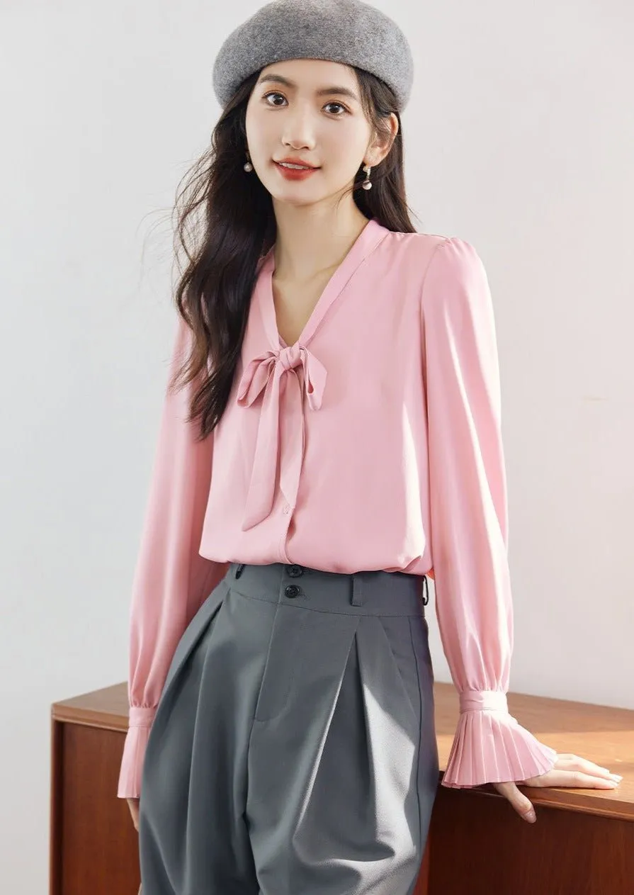 FRENCH ORGAN BELL SLEEVE CHIFFON SHIRT