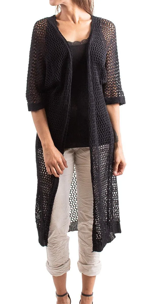 Ginavra Knitted Mesh Maxi Open Jacket