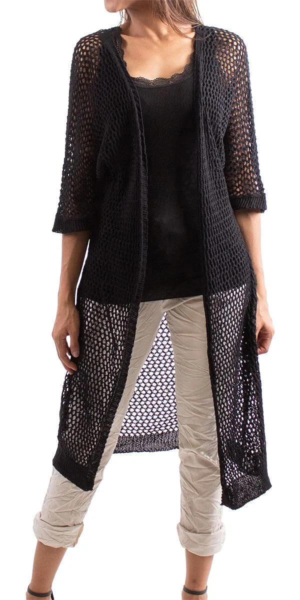 Ginavra Knitted Mesh Maxi Open Jacket