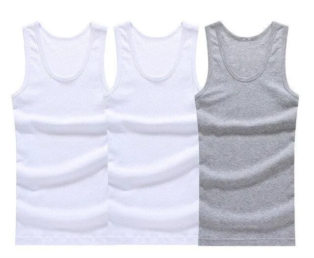 Great 3Pcs/lot Men's Cotton Solid Seamless Underwear -Mens Sleeveless Tank Vest Comfortable Undershirt (D100)(TM7)