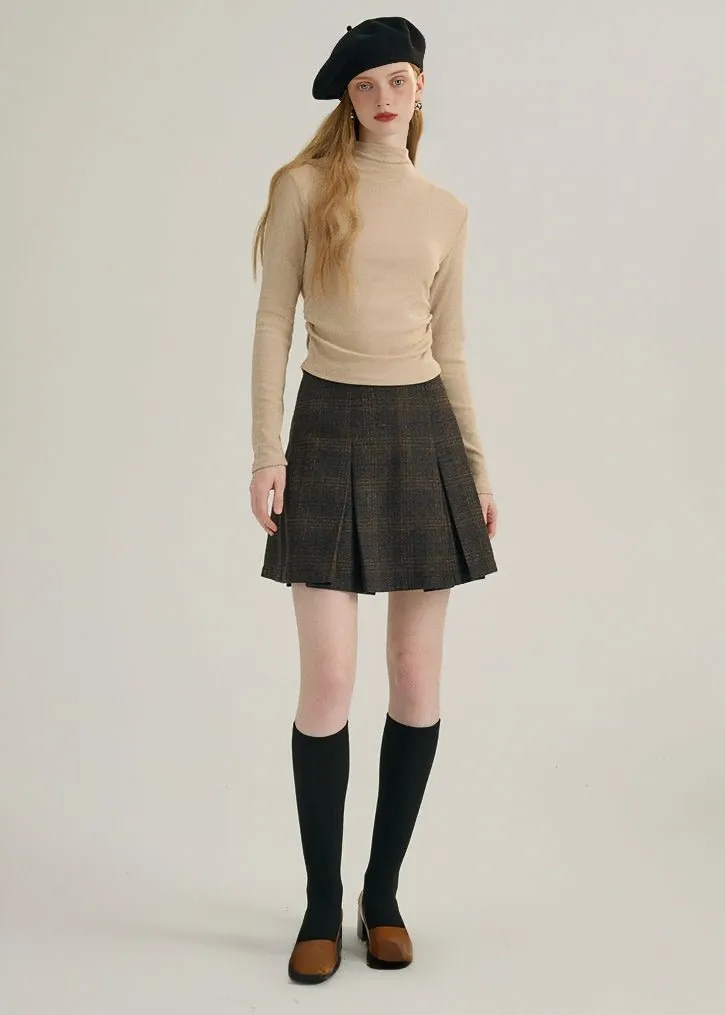 HALF TURTLENECK GATHERED KNIT TOPS