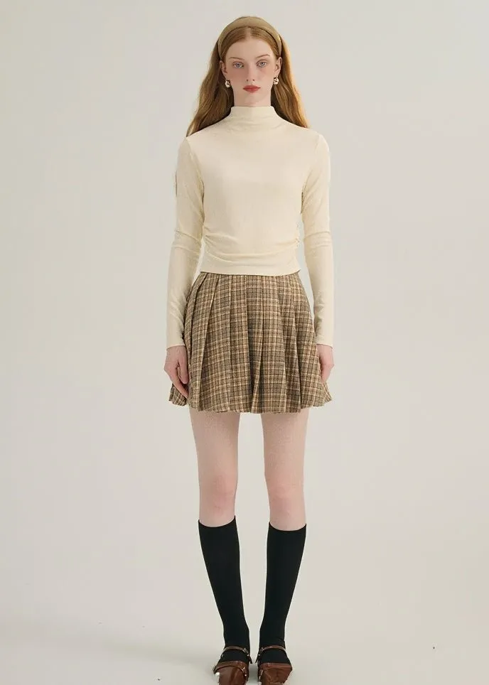 HALF TURTLENECK GATHERED KNIT TOPS