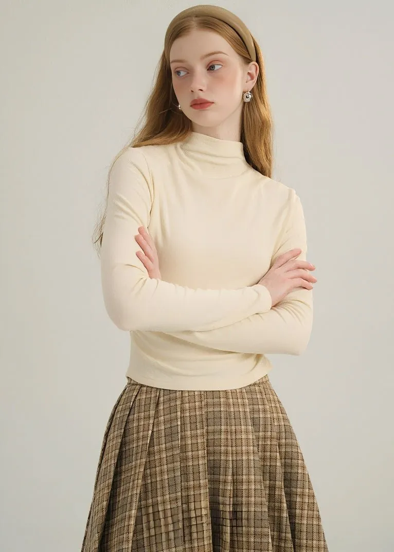 HALF TURTLENECK GATHERED KNIT TOPS