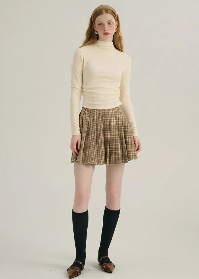 HALF TURTLENECK GATHERED KNIT TOPS