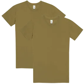 Have It Tall Classic Cotton T Shirt, Coyote Brown, 2 Pack