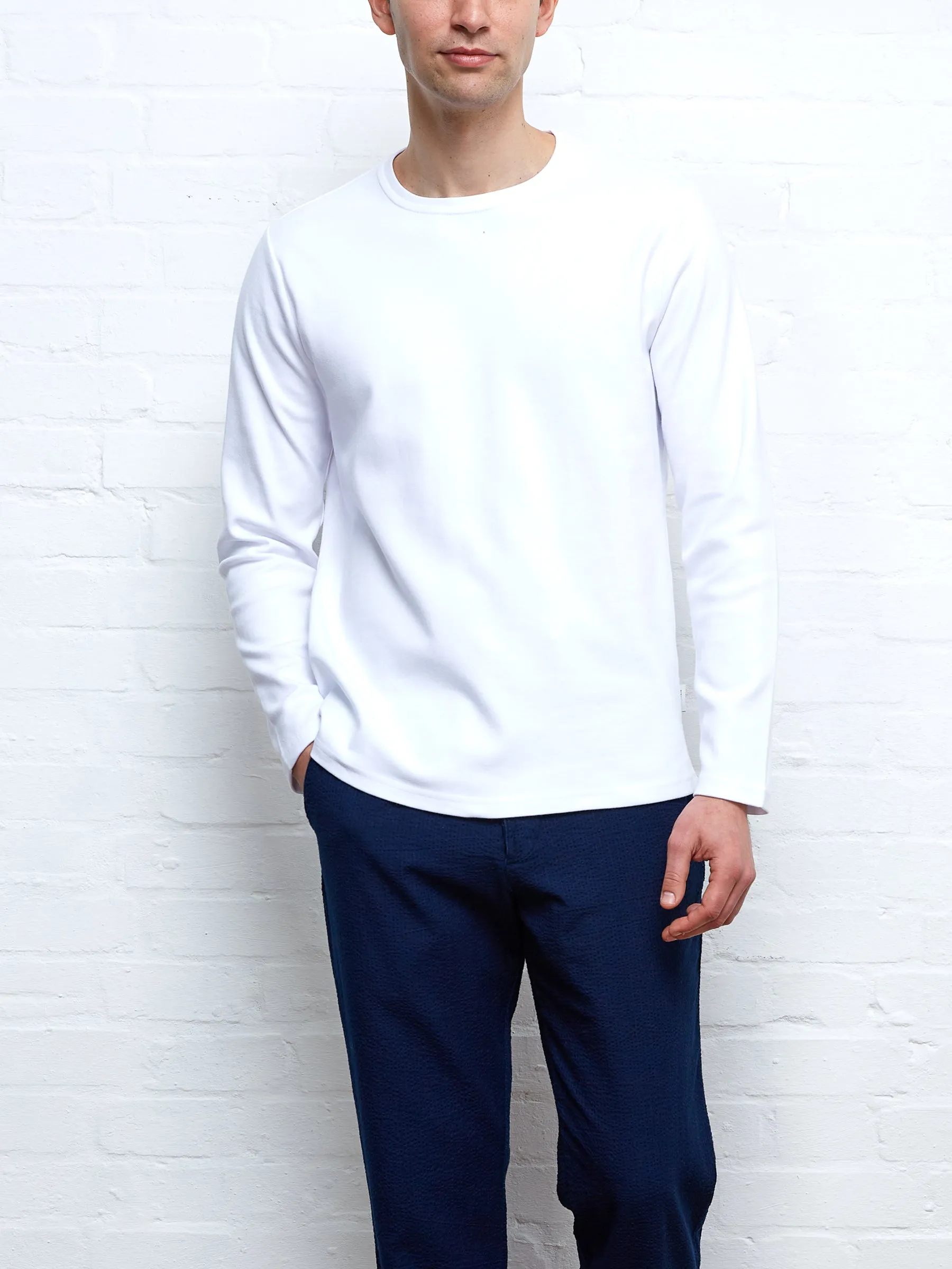 Heavy Long Sleeve Plain T-Shirt Tavistock White