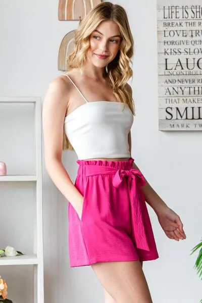 Heimish Texture High Waist Tied Shorts