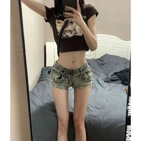 Hot Girl Liu Ding Low Waist Denim Shorts