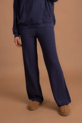 Indigo Ribbed Knit Pants