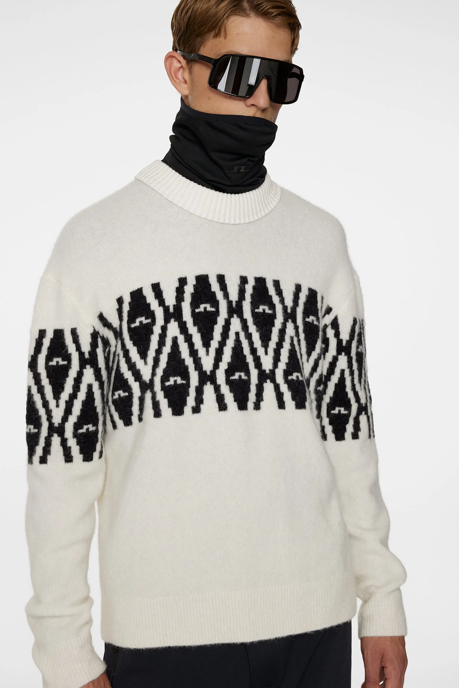 Jalen Jacquard Knitted Sweater / Whisper White