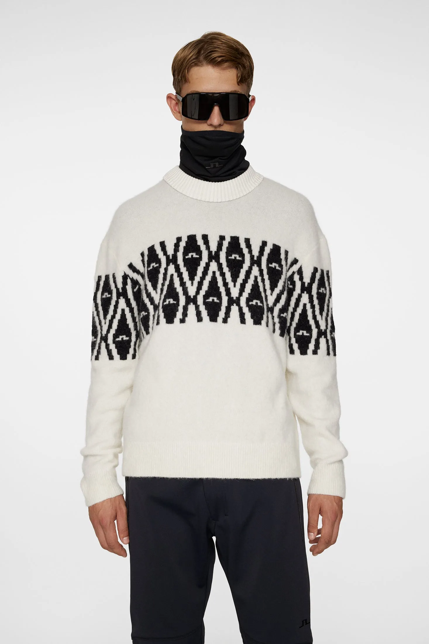 Jalen Jacquard Knitted Sweater / Whisper White