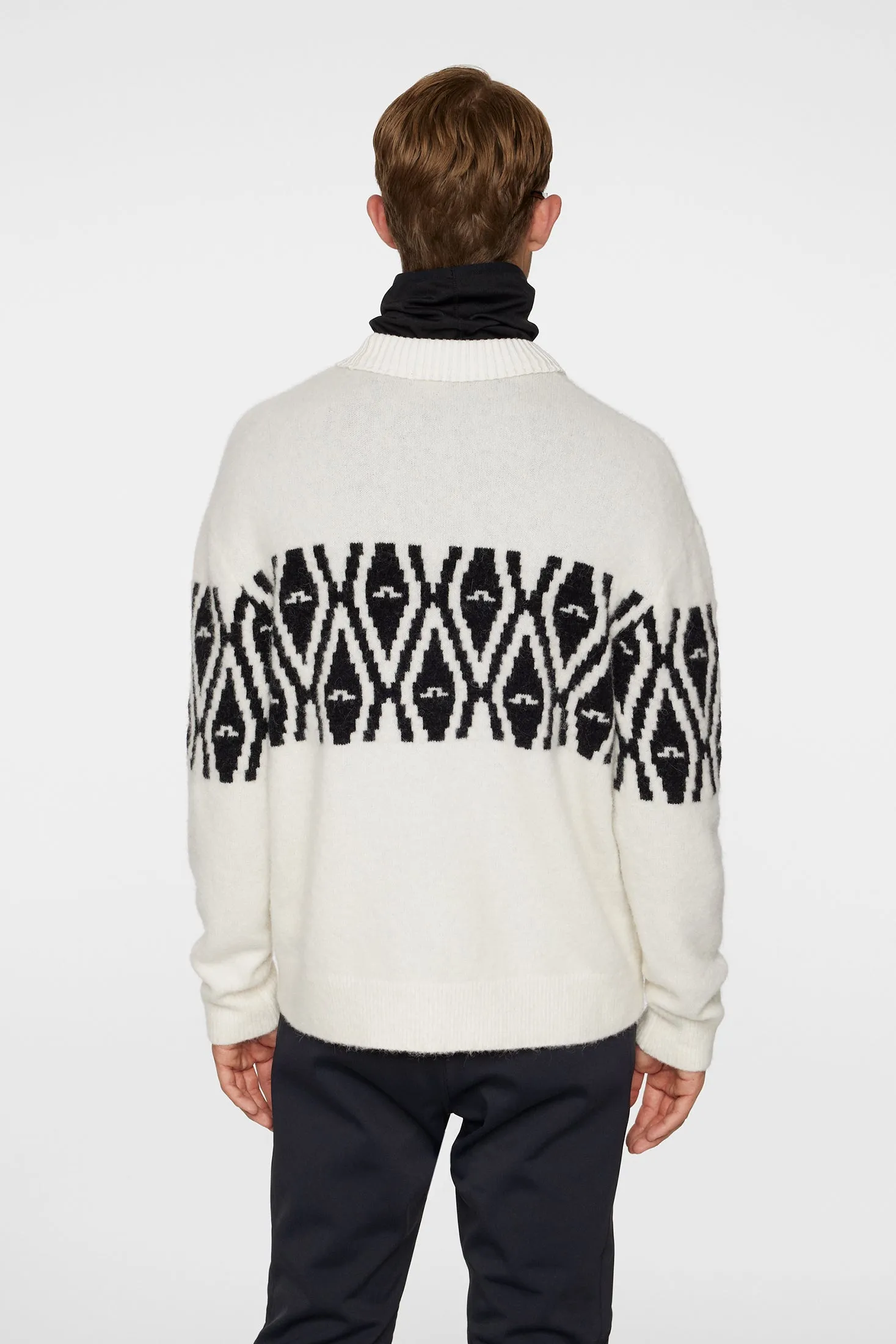 Jalen Jacquard Knitted Sweater / Whisper White