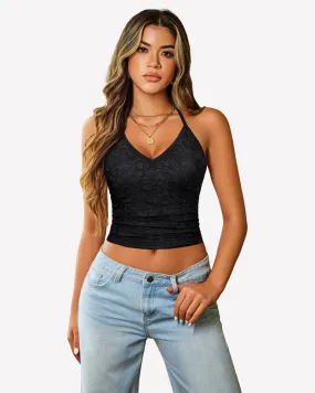 Lace Camisole Y2k Halter Crop Top