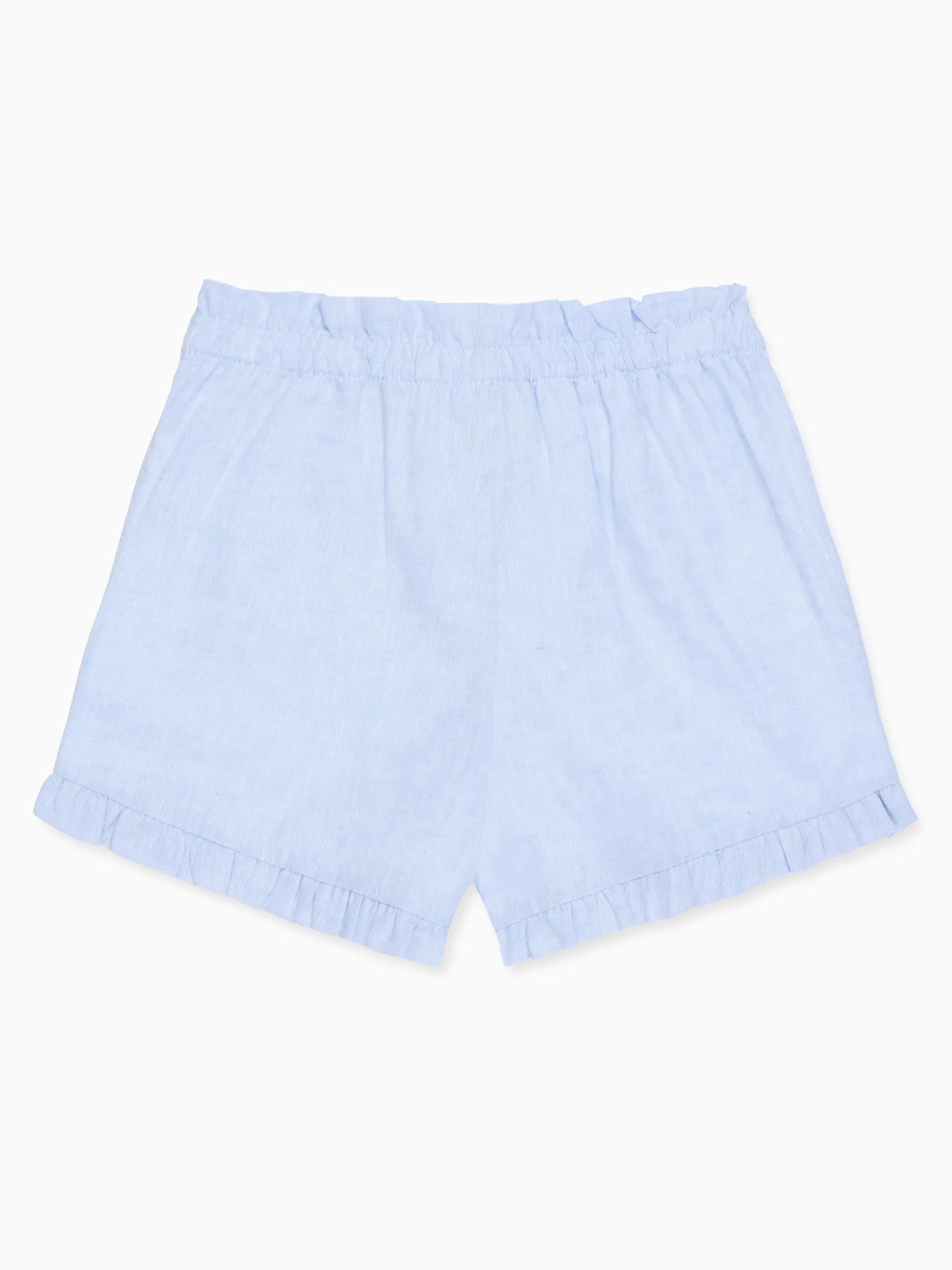 Light Blue Flores Cotton Girl Shorts